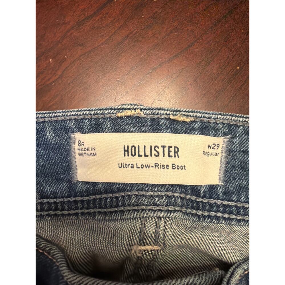 Hollister Low Rise Boot Cut Jeans 8R Stretch Waist Embroidery Pockets 29x31 Y2K - Picture 7 of 11